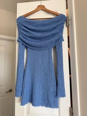 Meshki Periwinkle Off-Shoulder Knit Top